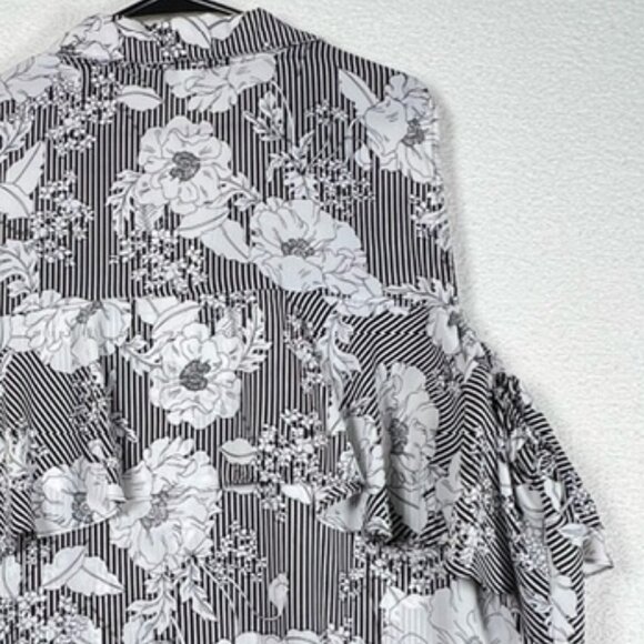 NY Collection Womens Cold-shoulder Tiered Ruffle Button-Down Tunic Plus Size 3X - Picture 5 of 7